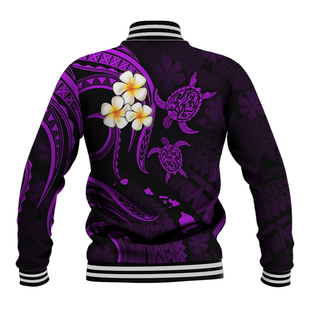 Polynesian Hawaii Baseball Jacket Kauai Islands with Pacific Plumeria Purple Vibe LT9 - Polynesian Pride