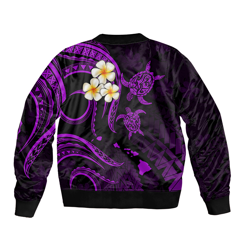 Polynesian Hawaii Bomber Jacket Kauai Islands with Pacific Plumeria Purple Vibe LT9 - Polynesian Pride