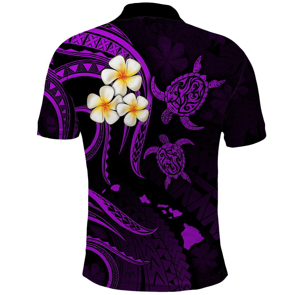 Polynesian Hawaii Polo Shirt Kauai Islands with Pacific Plumeria Purple Vibe LT9 - Polynesian Pride