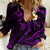 Polynesian Hawaii Women Casual Shirt Kauai Islands with Pacific Plumeria Purple Vibe LT9 Female Purple - Polynesian Pride