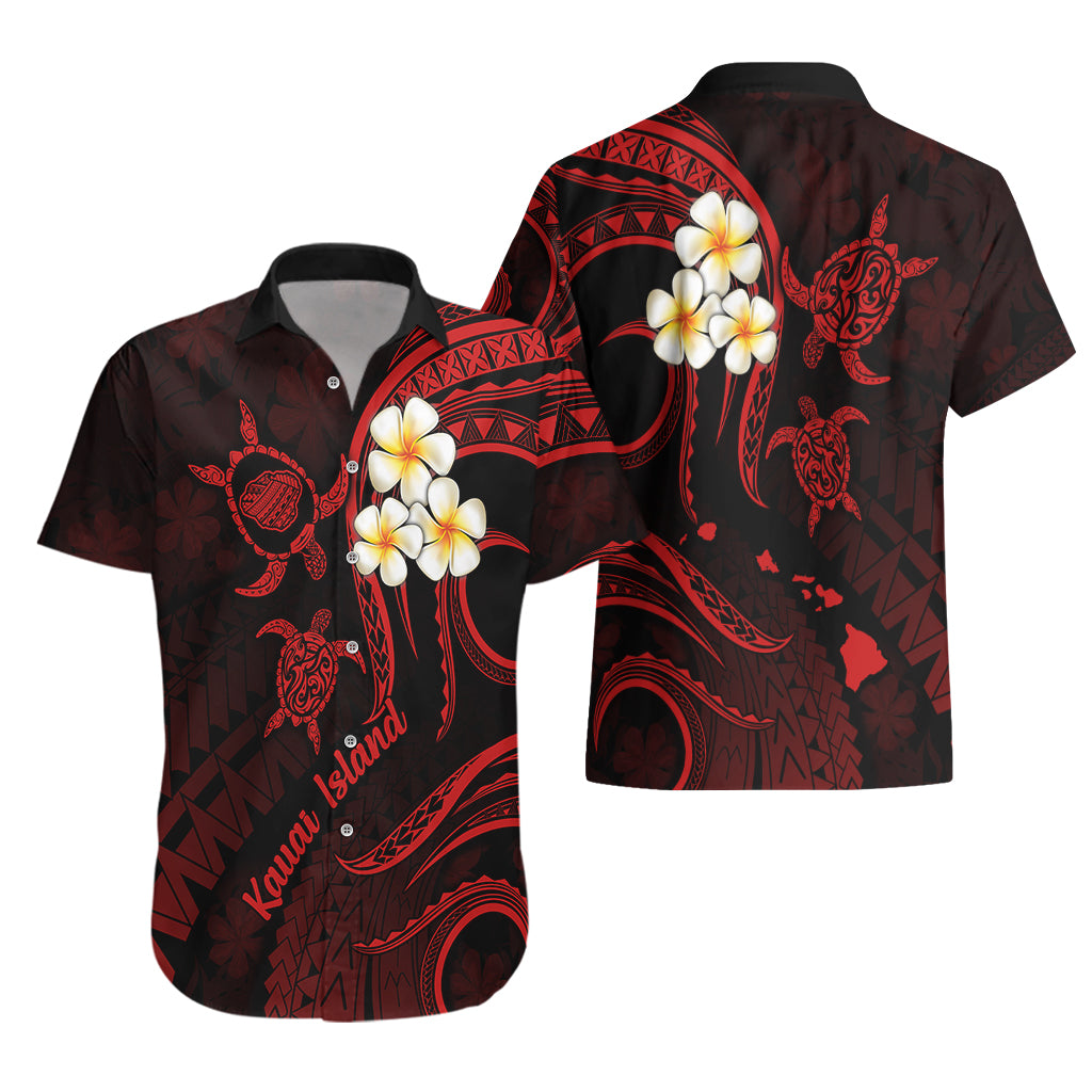 Polynesian Hawaii Hawaiian Shirt Kauai Islands with Pacific Plumeria Red Vibe LT9 - Polynesian Pride