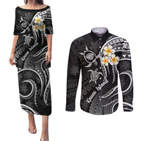 Polynesian Hawaii Couples Puletasi Dress and Long Sleeve Button Shirts Kauai Islands with Pacific Plumeria White Vibe LT9 White - Polynesian Pride