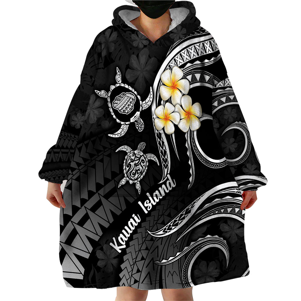 Polynesian Hawaii Wearable Blanket Hoodie Kauai Islands with Pacific Plumeria White Vibe LT9 - Polynesian Pride