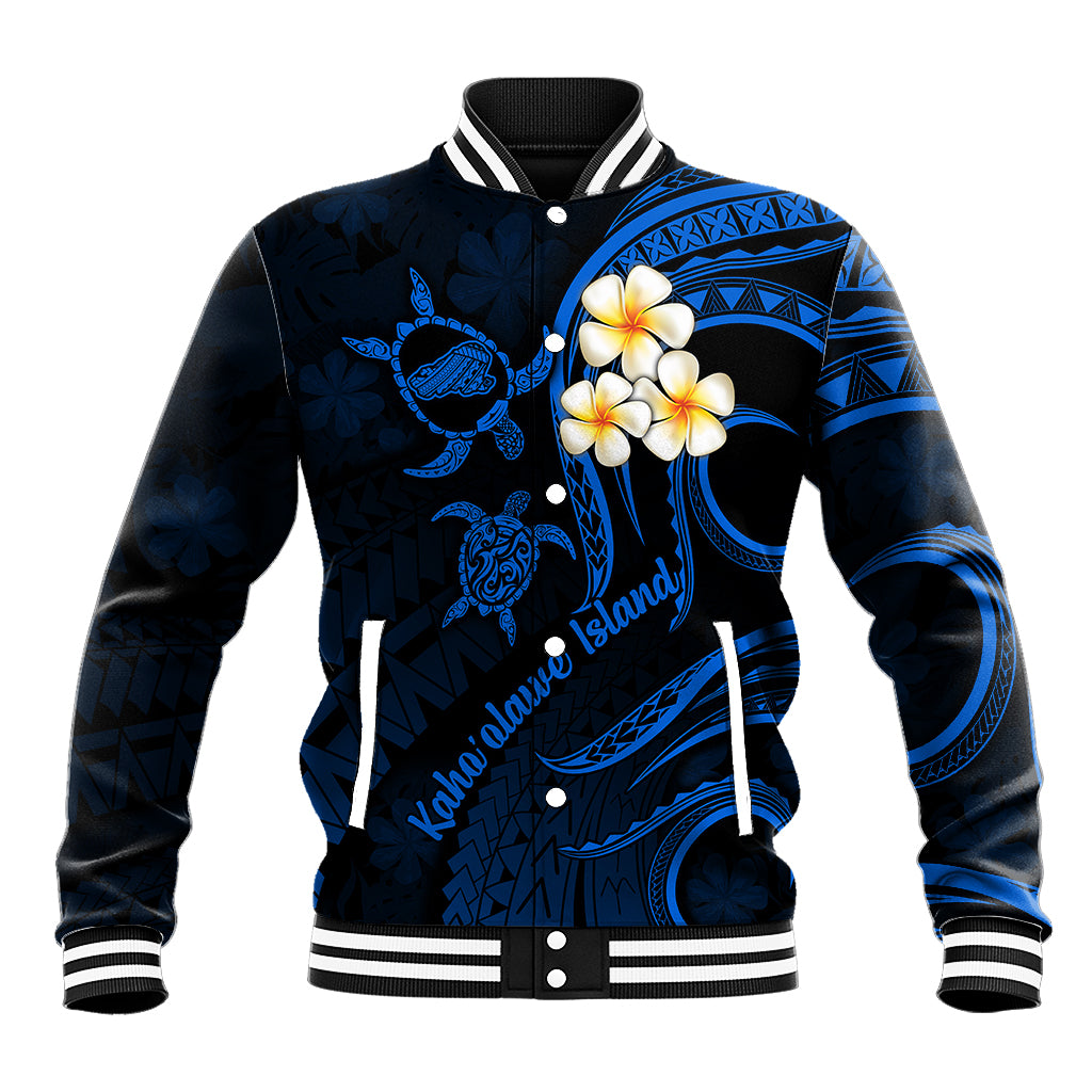 Hawaii Baseball Jacket Kahoolawe Islands Polynesian Sunset Plumeria LT9 Unisex Blue - Polynesian Pride