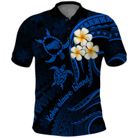 Hawaii Polo Shirt Kahoolawe Islands Polynesian Sunset Plumeria LT9 Blue - Polynesian Pride