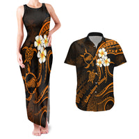 Hawaii Couples Matching Tank Maxi Dress And Hawaiian Shirt Kahoolawe Islands Polynesian Sunset Plumeria Gold Vibe LT9 Gold - Polynesian Pride