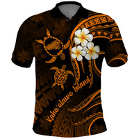 Hawaii Polo Shirt Kahoolawe Islands Polynesian Sunset Plumeria Gold Vibe LT9 Gold - Polynesian Pride