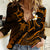 Hawaii Women Casual Shirt Kahoolawe Islands Polynesian Sunset Plumeria Gold Vibe LT9 Female Gold - Polynesian Pride