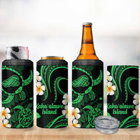 Hawaii Kahoolawe Islands Pacific Plumeria 4 in 1 Can Cooler Tumbler Green Polynesian Tattoo