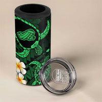 Hawaii Kahoolawe Islands Pacific Plumeria 4 in 1 Can Cooler Tumbler Green Polynesian Tattoo