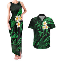 Hawaii Couples Matching Tank Maxi Dress And Hawaiian Shirt Kahoolawe Islands Polynesian Sunset Plumeria Green Vibe LT9 Green - Polynesian Pride