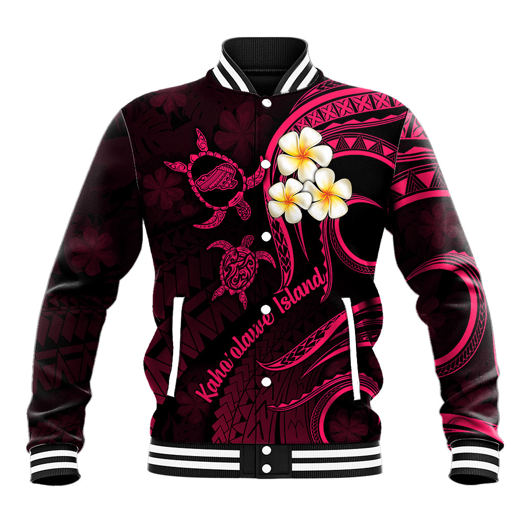 Hawaii Baseball Jacket Kahoolawe Islands Polynesian Sunset Plumeria Pink Vibe LT9 Unisex Pink - Polynesian Pride