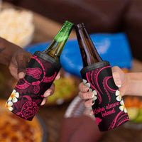 Hawaii Kahoolawe Islands Pacific Plumeria 4 in 1 Can Cooler Tumbler Pink Polynesian Tattoo