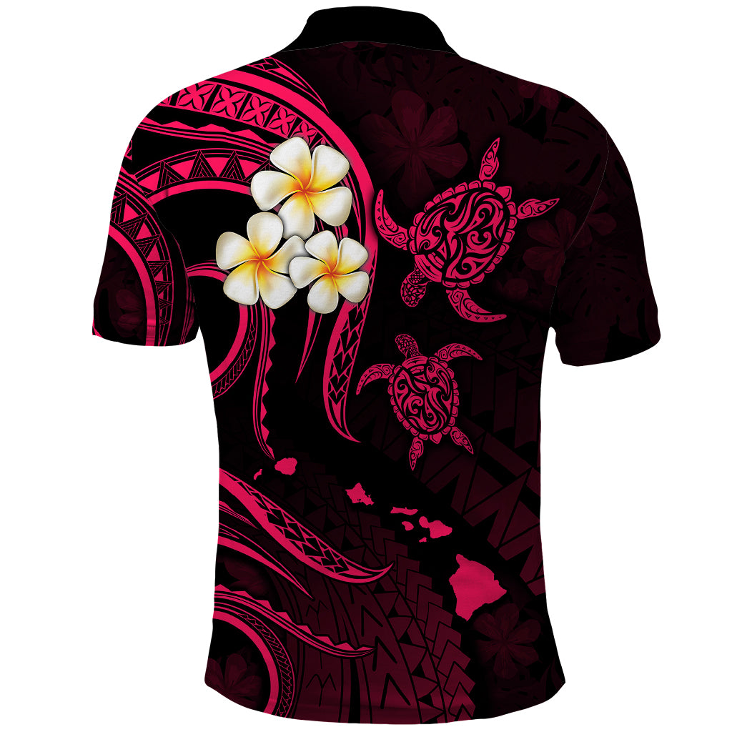 Hawaii Polo Shirt Kahoolawe Islands Polynesian Sunset Plumeria Pink Vibe LT9 - Polynesian Pride