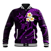 Polynesian Hawaii Baseball Jacket Kahoolawe Islands with Pacific Plumeria Purple Vibe LT9 Unisex Purple - Polynesian Pride