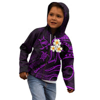 Polynesian Hawaii Kid Hoodie Kahoolawe Islands with Pacific Plumeria Purple Vibe LT9 - Polynesian Pride