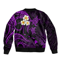 Polynesian Hawaii Sleeve Zip Bomber Jacket Kahoolawe Islands with Pacific Plumeria Purple Vibe LT9 - Polynesian Pride