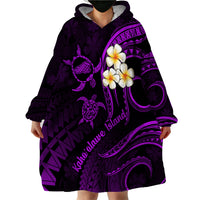 Polynesian Hawaii Wearable Blanket Hoodie Kahoolawe Islands with Pacific Plumeria Purple Vibe LT9 - Polynesian Pride