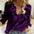 Polynesian Hawaii Women Casual Shirt Kahoolawe Islands with Pacific Plumeria Purple Vibe LT9 Female Purple - Polynesian Pride