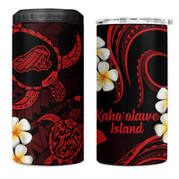 Hawaii Kahoolawe Islands Pacific Plumeria 4 in 1 Can Cooler Tumbler Red Polynesian Tattoo