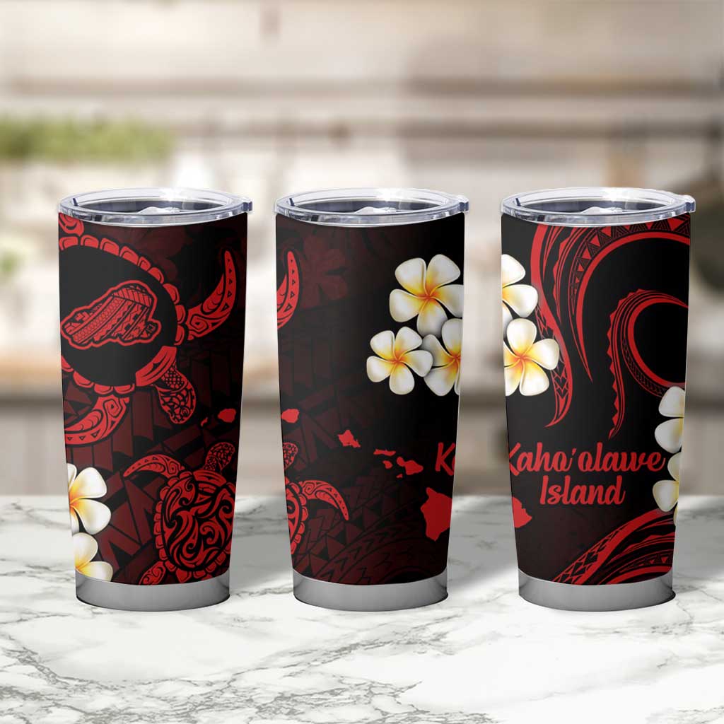Hawaii Kahoolawe Islands Pacific Plumeria Tumbler Cup Red Polynesian Tattoo