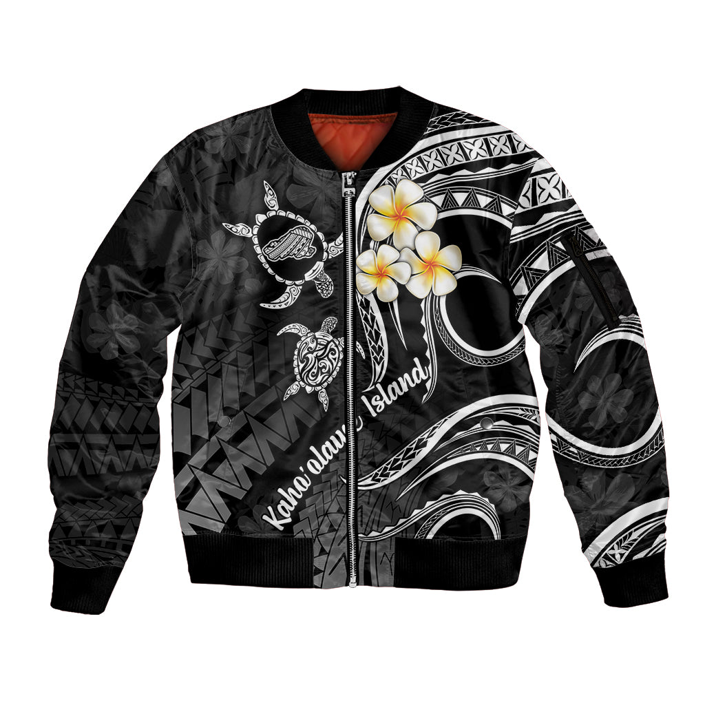 Polynesian Hawaii Sleeve Zip Bomber Jacket Kahoolawe Islands with Pacific Plumeria White Vibe LT9 Unisex White - Polynesian Pride