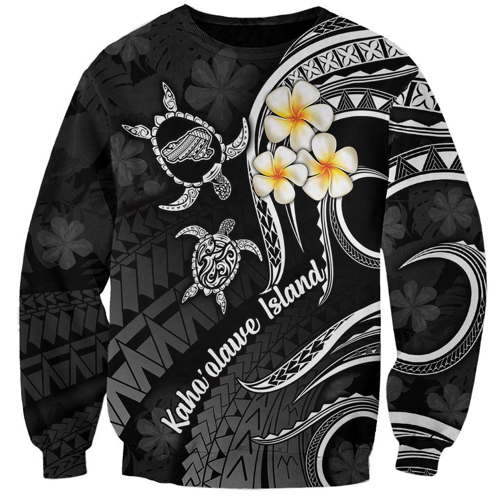 Polynesian Hawaii Sweatshirt Kahoolawe Islands with Pacific Plumeria White Vibe LT9 Unisex White - Polynesian Pride