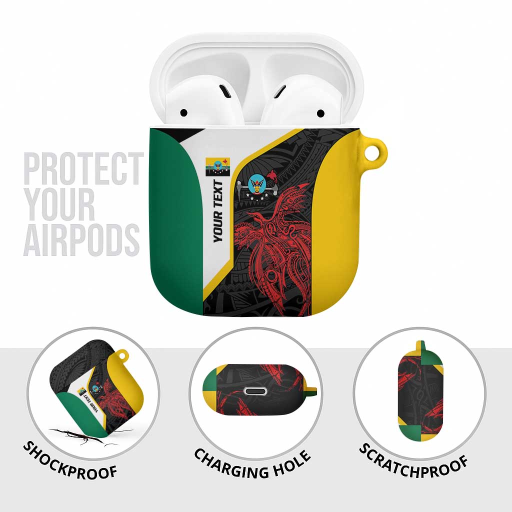 Personalised PNG Hela Province AirPods Case Bird of Paradise Tattoo Flag Motif - Polynesian Pride