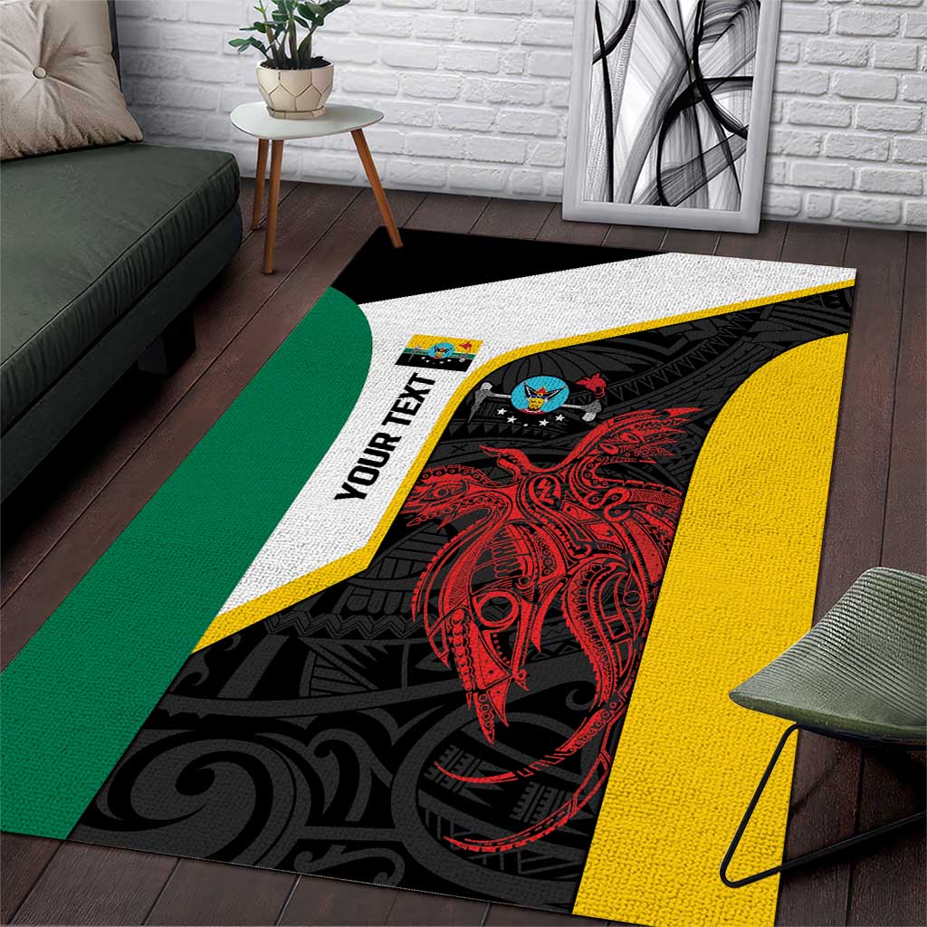 Personalised PNG Hela Province Area Rug Bird of Paradise Tattoo Flag Motif - Polynesian Pride