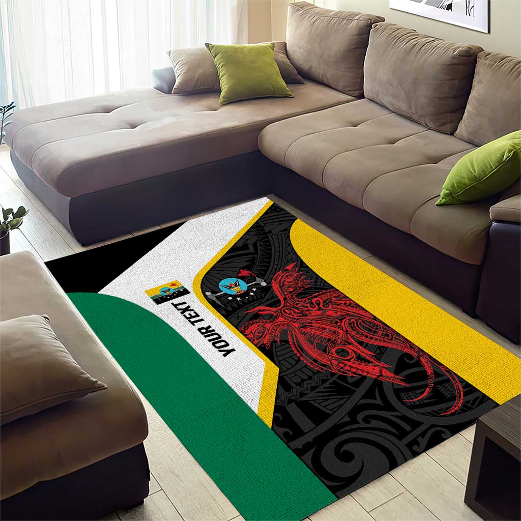 Personalised PNG Hela Province Area Rug Bird of Paradise Tattoo Flag Motif - Polynesian Pride