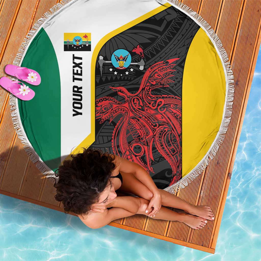 Personalised PNG Hela Province Beach Blanket Bird of Paradise Tattoo Flag Motif - Polynesian Pride