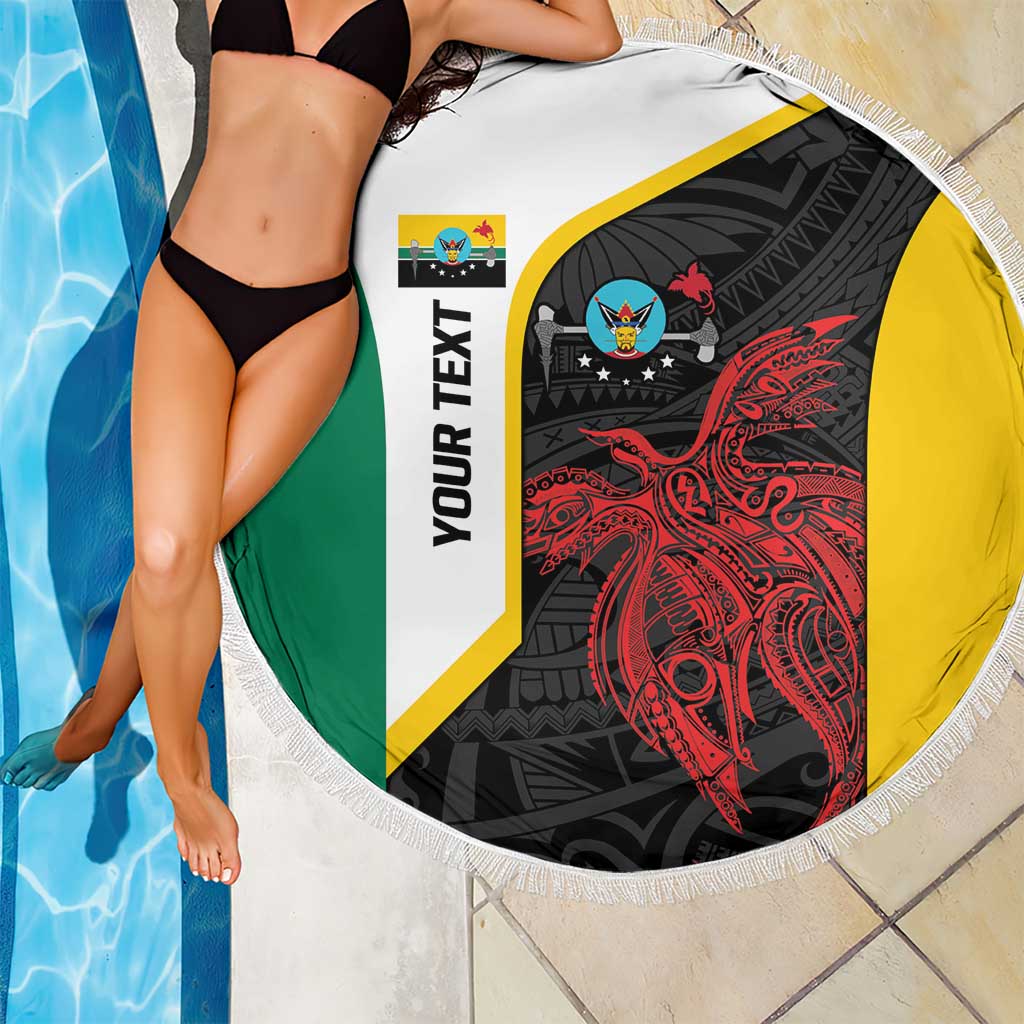 Personalised PNG Hela Province Beach Blanket Bird of Paradise Tattoo Flag Motif - Polynesian Pride