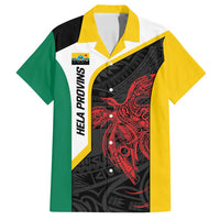 Personalised PNG Hela Province Family Matching Off Shoulder Short Dress and Hawaiian Shirt Bird of Paradise Tattoo Flag Motif - Polynesian Pride