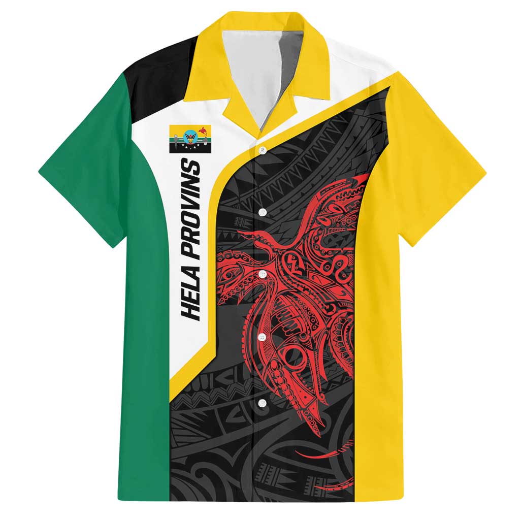 Personalised PNG Hela Province Family Matching Short Sleeve Bodycon Dress and Hawaiian Shirt Bird of Paradise Tattoo Flag Motif - Polynesian Pride