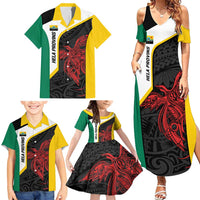Personalised PNG Hela Province Family Matching Summer Maxi Dress and Hawaiian Shirt Bird of Paradise Tattoo Flag Motif - Polynesian Pride