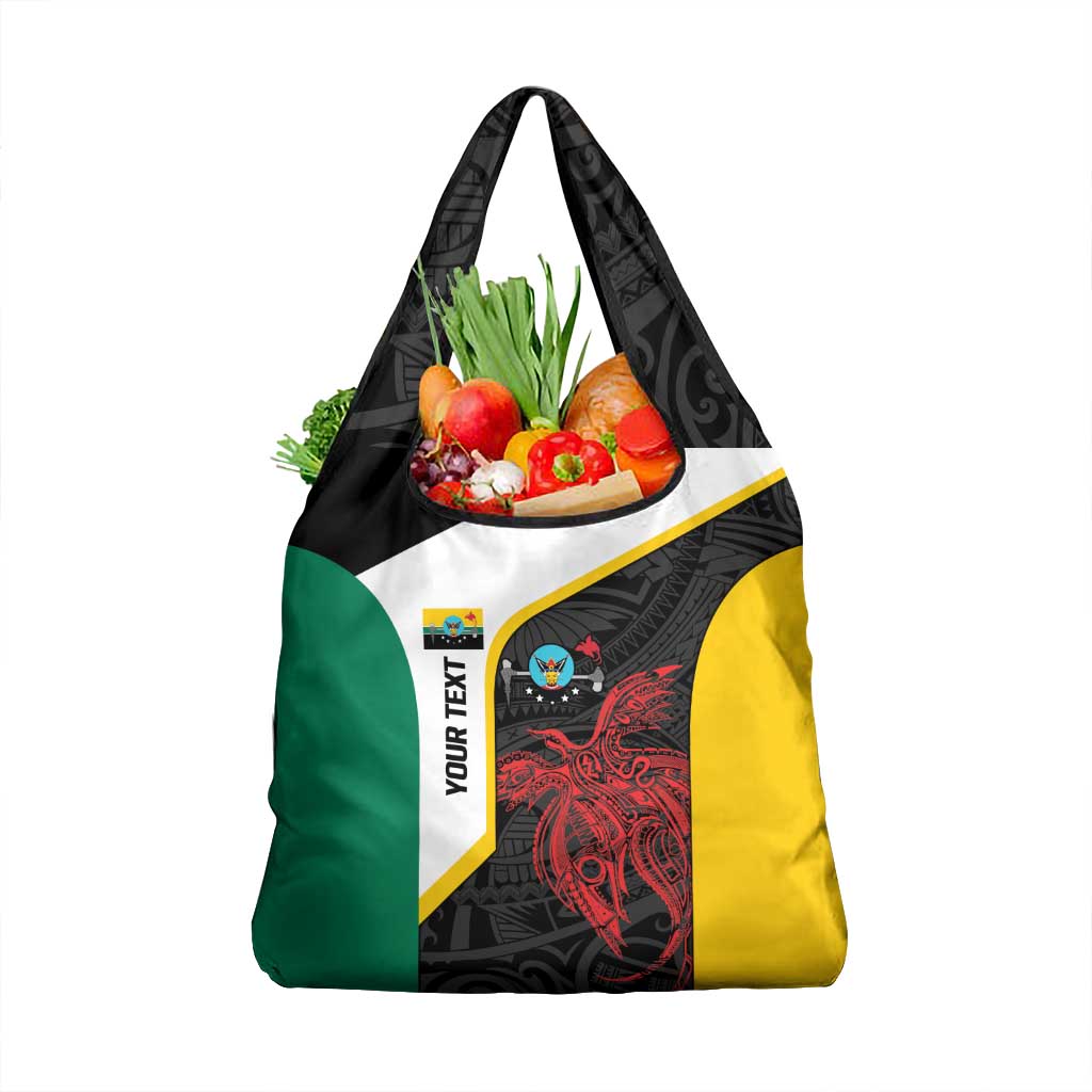 Personalised PNG Hela Province Grocery Bag Bird of Paradise Tattoo Flag Motif - Polynesian Pride