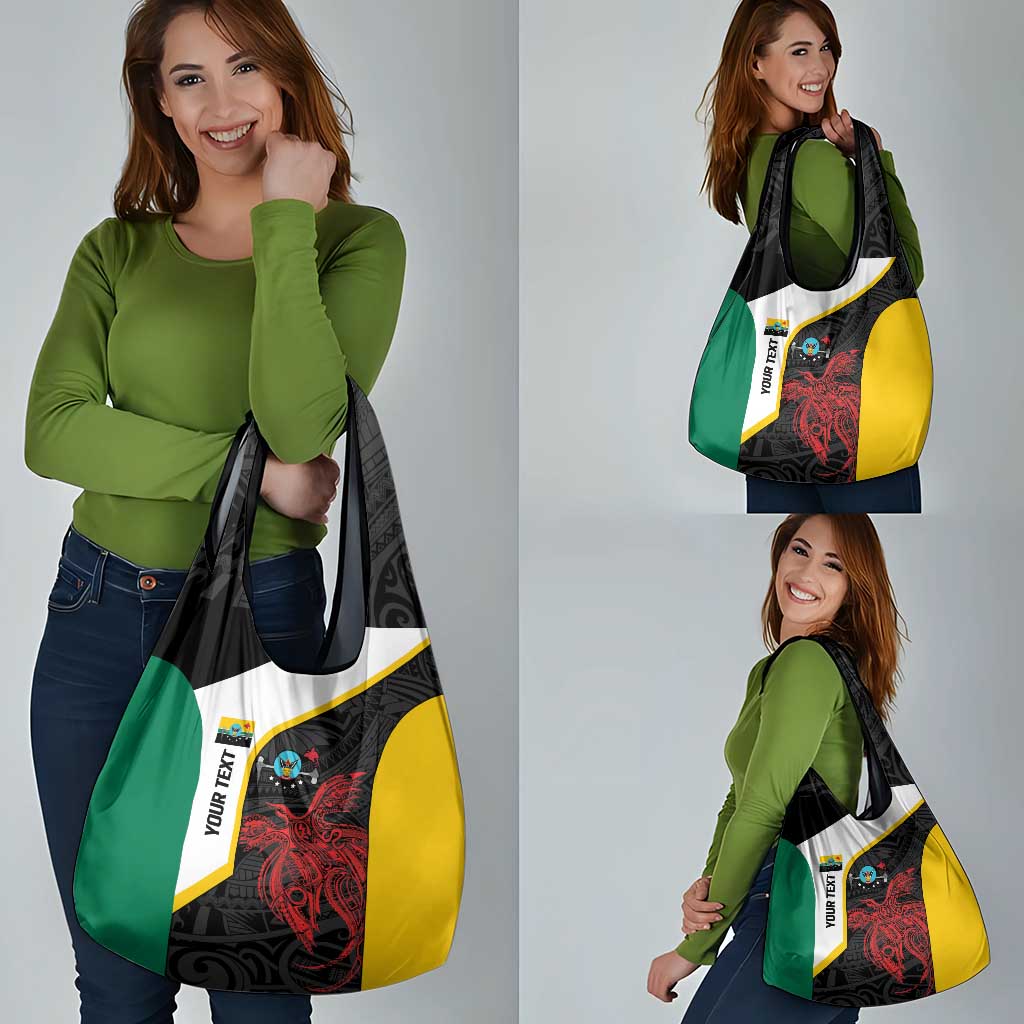 Personalised PNG Hela Province Grocery Bag Bird of Paradise Tattoo Flag Motif - Polynesian Pride