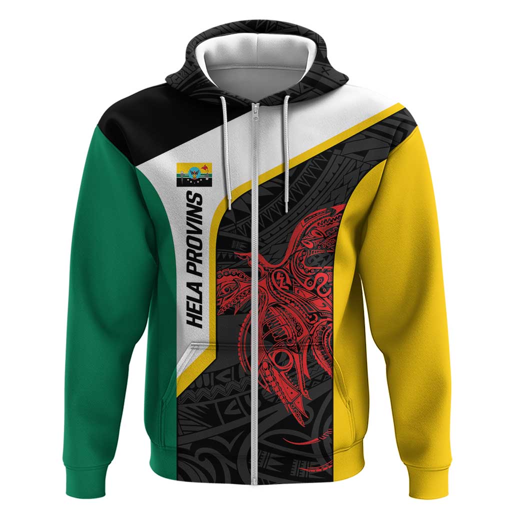 Personalised PNG Hela Province Hoodie Bird of Paradise Tattoo Flag Motif - Polynesian Pride
