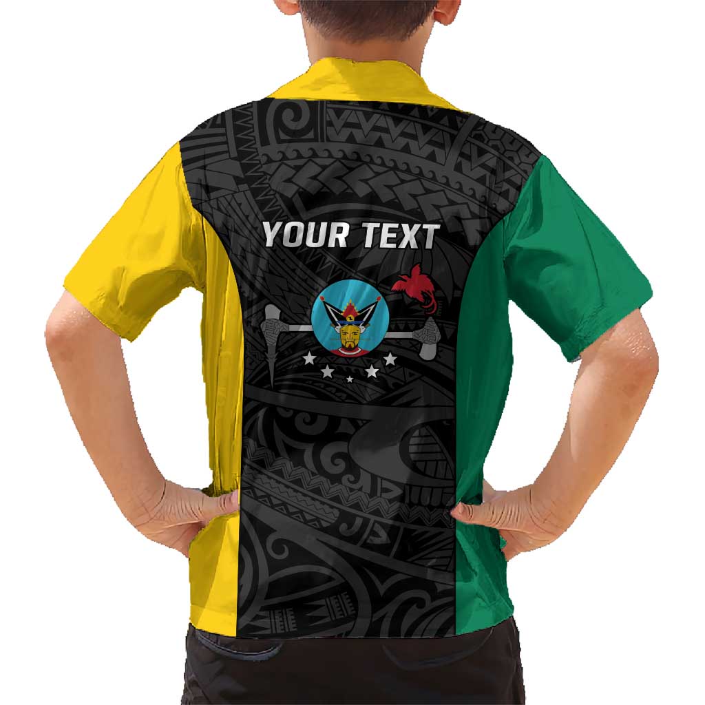 Personalised PNG Hela Province Kid Hawaiian Shirt Bird of Paradise Tattoo Flag Motif - Polynesian Pride