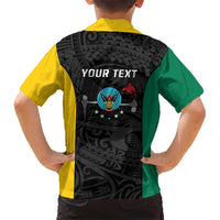 Personalised PNG Hela Province Kid Hawaiian Shirt Bird of Paradise Tattoo Flag Motif - Polynesian Pride