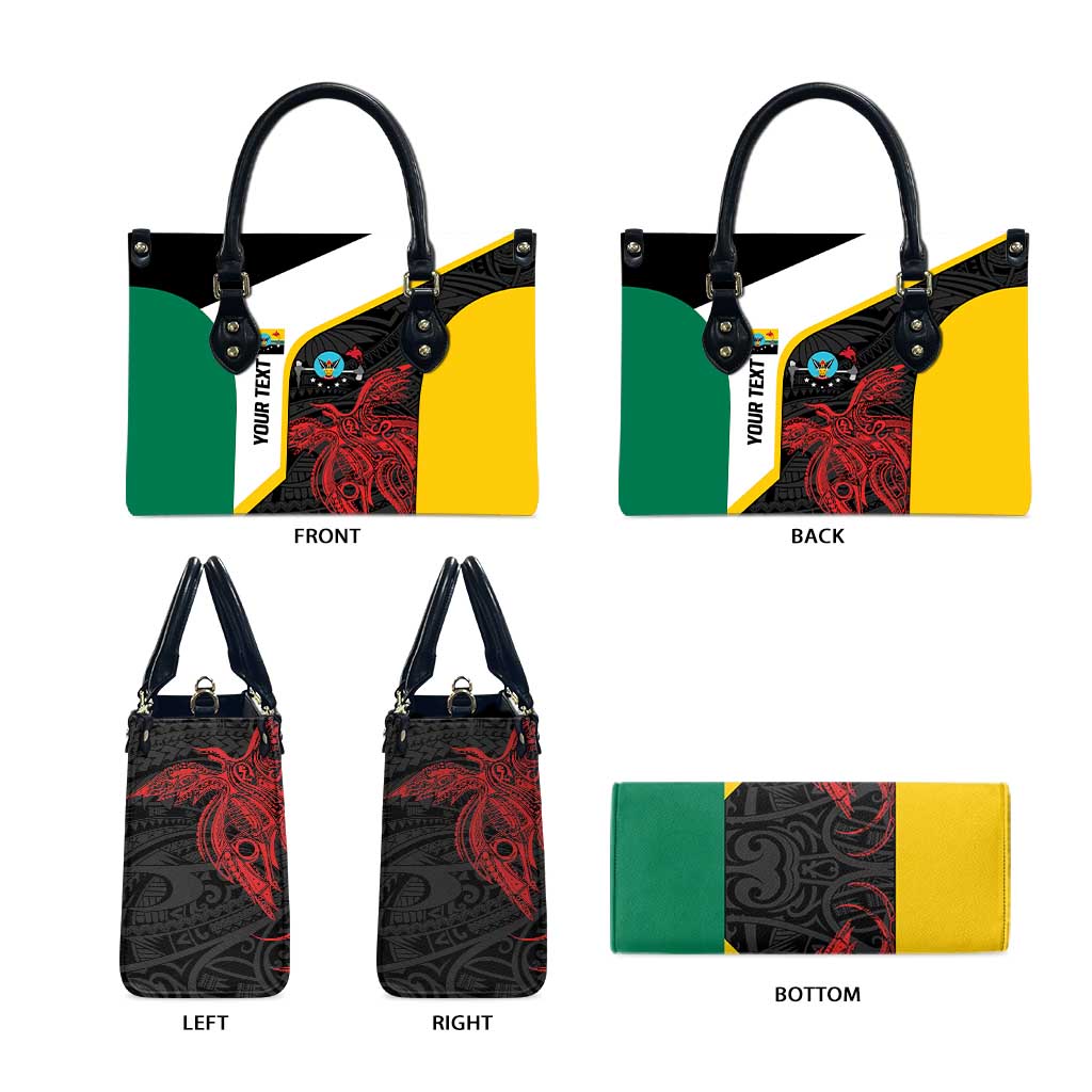 Personalised PNG Hela Province Leather Bag Bird of Paradise Tattoo Flag Motif - Polynesian Pride