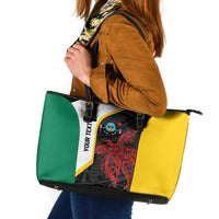 Personalised PNG Hela Province Leather Tote Bag Bird of Paradise Tattoo Flag Motif - Polynesian Pride