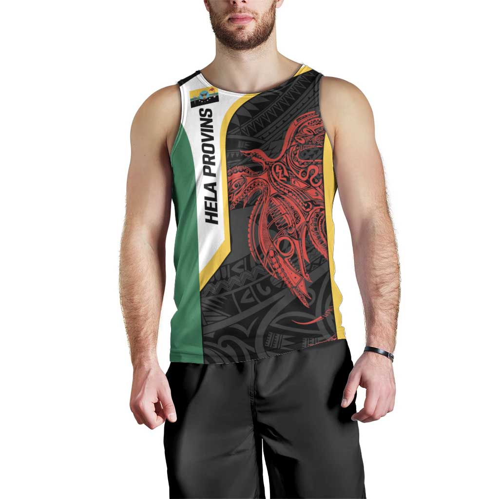 Personalised PNG Hela Province Men Tank Top Bird of Paradise Tattoo Flag Motif - Polynesian Pride
