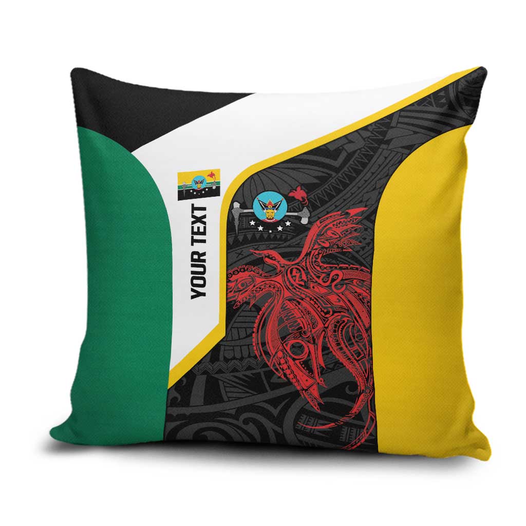 Personalised PNG Hela Province Pillow Cover Bird of Paradise Tattoo Flag Motif - Polynesian Pride