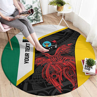 Personalised PNG Hela Province Round Carpet Bird of Paradise Tattoo Flag Motif - Polynesian Pride
