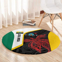 Personalised PNG Hela Province Round Carpet Bird of Paradise Tattoo Flag Motif - Polynesian Pride