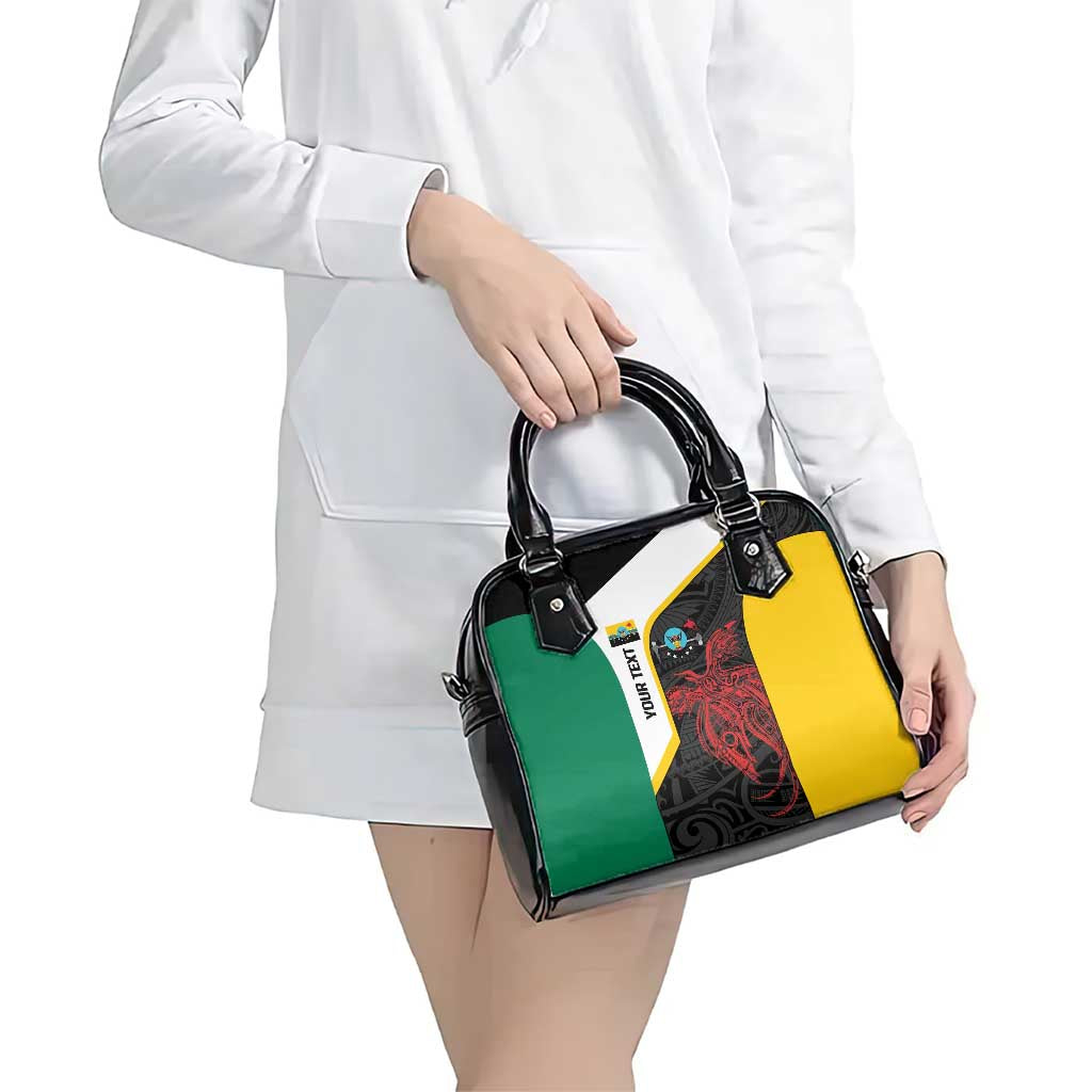 Personalised PNG Hela Province Shoulder Handbag Bird of Paradise Tattoo Flag Motif - Polynesian Pride