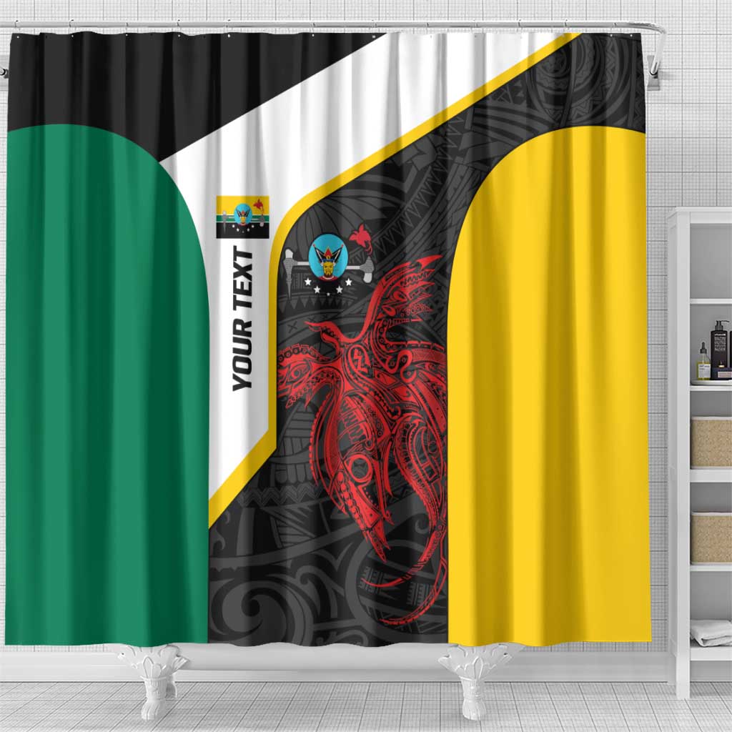 Personalised PNG Hela Province Shower Curtain Bird of Paradise Tattoo Flag Motif - Polynesian Pride