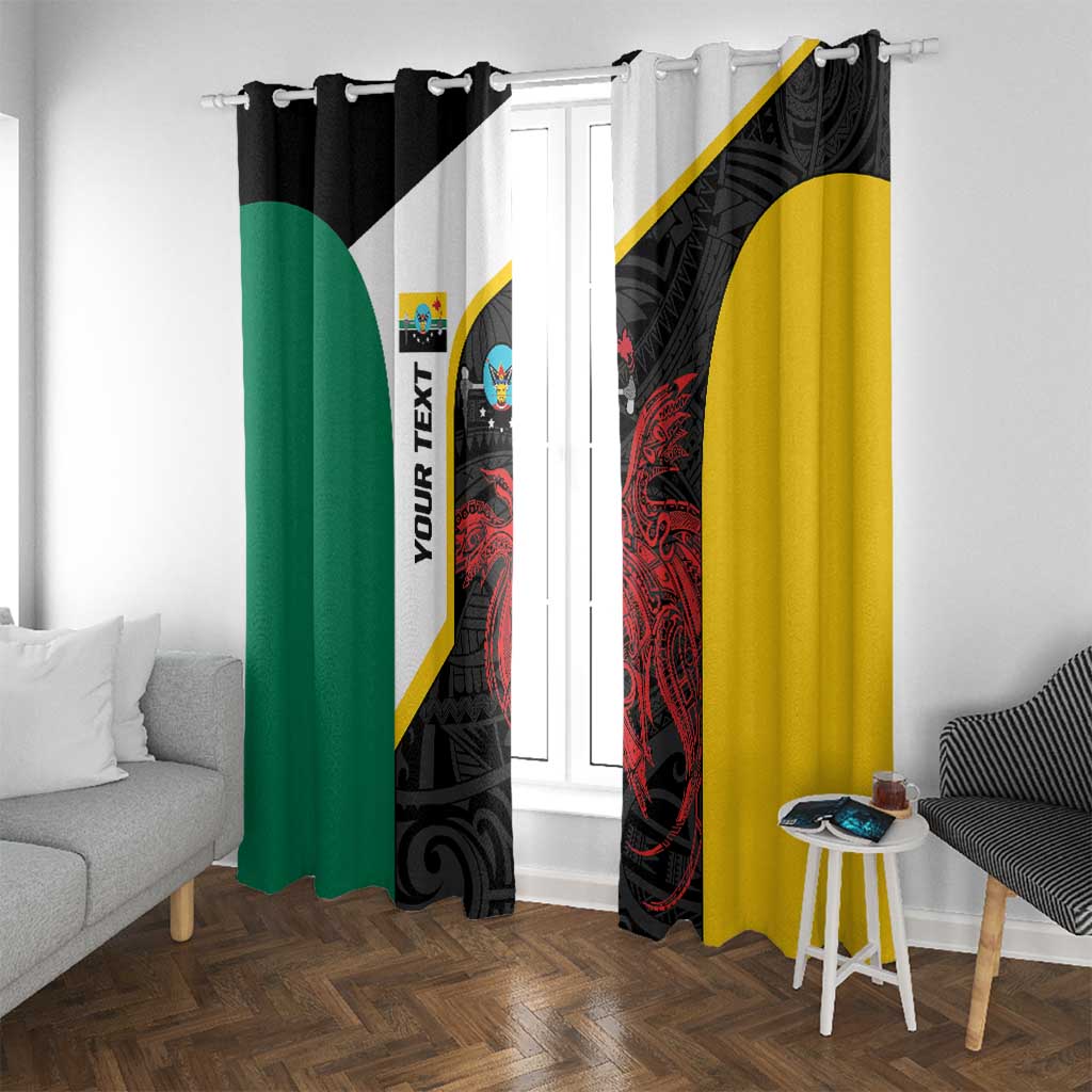 Personalised PNG Hela Province Window Curtain Bird of Paradise Tattoo Flag Motif - Polynesian Pride