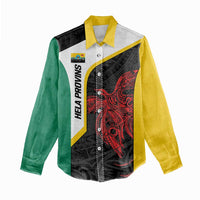 Personalised PNG Hela Province Women Casual Shirt Bird of Paradise Tattoo Flag Motif - Polynesian Pride